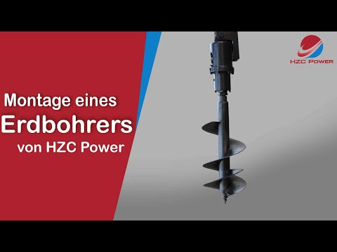 Montage eines Erdbohrers an einen HZC Power Minibagger