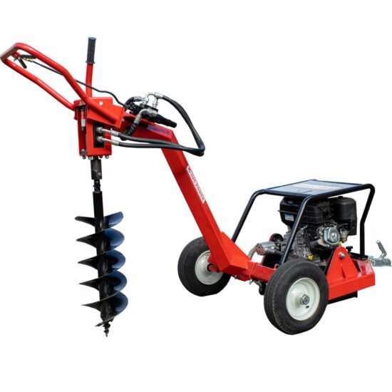 Hydraulic earth drill with petrol engine in red and black from HZC Power