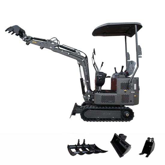 Minibagger HZC Power DKB992S, Diesel, 940 Kg, schwarz, neues Design und seitliche Joystick-Steuerung